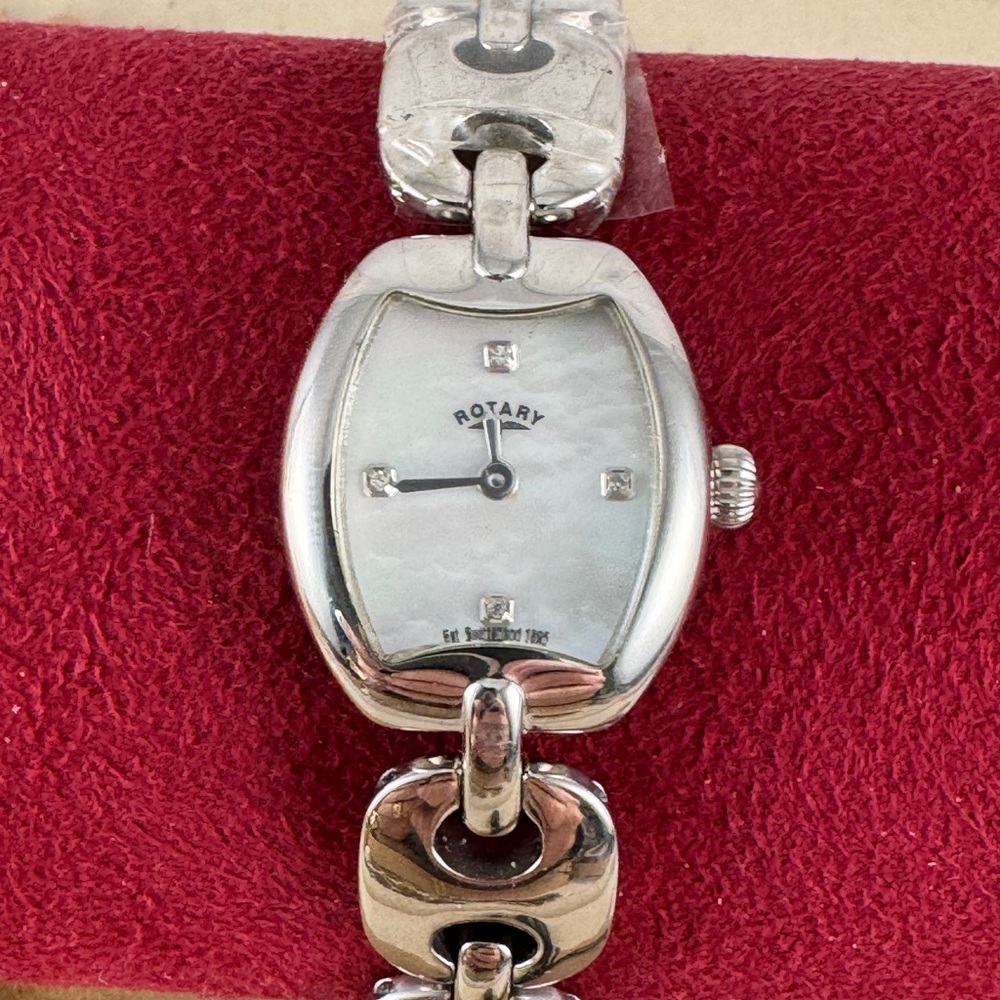 Elegant Rotary womens MOP Watch all Stainless Steel with Mariners Link Bracelet
